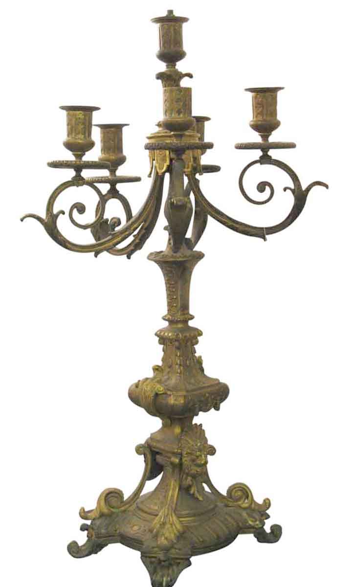 Antique Lion Brass Candelabra Table, Candle Table Lamps Brass