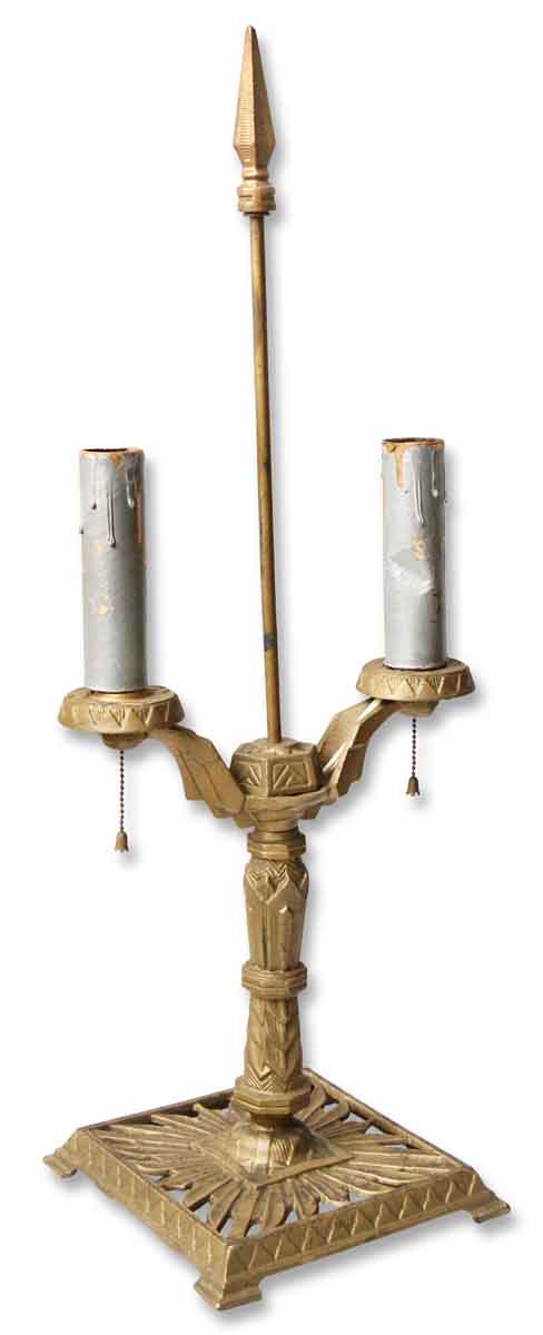 Candelabra Lamps - Art Deco Double Arm Bronze Table Lamp
