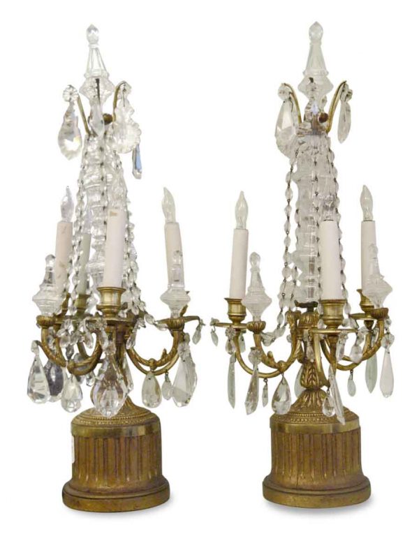 Candelabra Lamps - Pair of Victorian Electric Candelabras Lamps