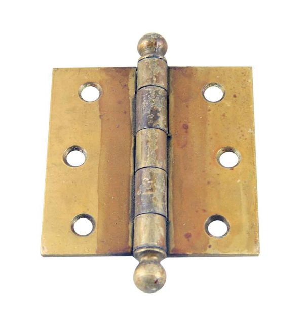 Door Hinges - Antique Brass Plated 3 x 3 Butt Door Hinge with Ball Tips