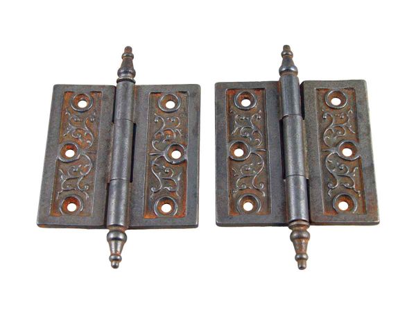 Door Hinges - Pair of Antique Victorian Iron 3.5 x 3.5 Butt Door Hinges