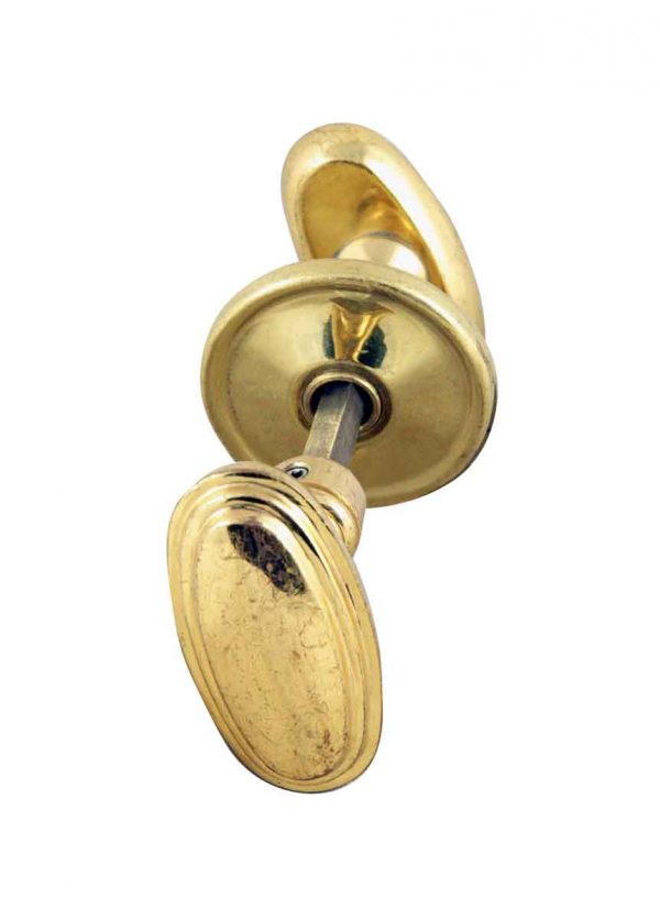 Door Knob Sets - Modern Polished Brass Oval Door Knob Set with Rosette