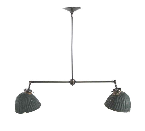 Down Lights - Green Painted X-Ray Glass Double Pendant Light