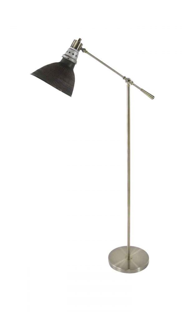 Floor Lamps - 1920s Copper & Silver Reflective Shade with Brass Floor Lamp