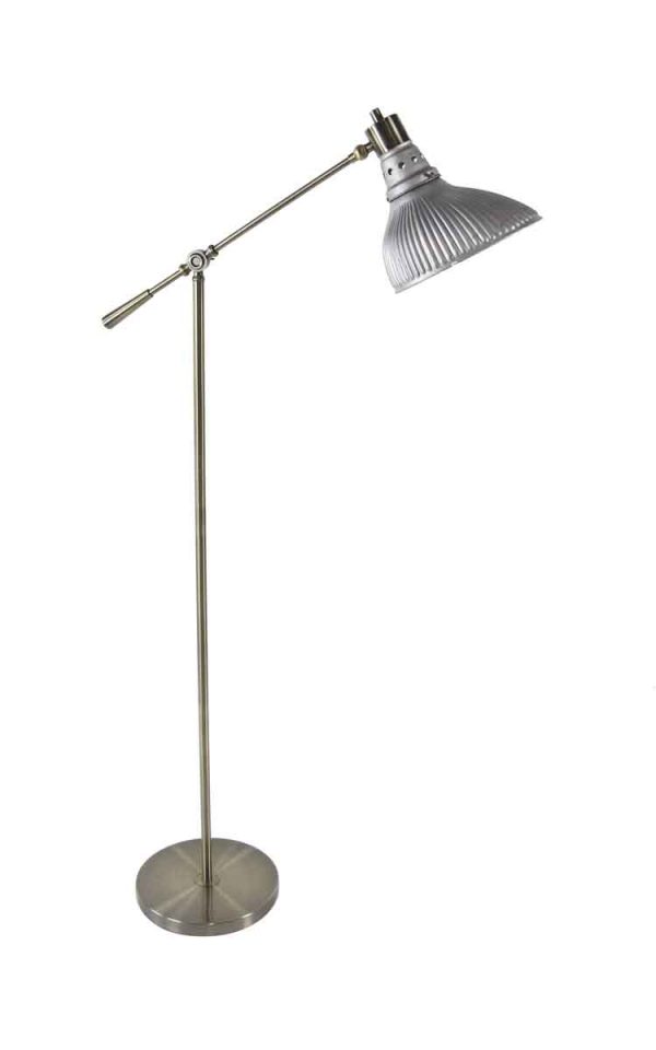 Floor Lamps - 1920s Silvered Glass X-ray Shade with Brass Floor Lamp