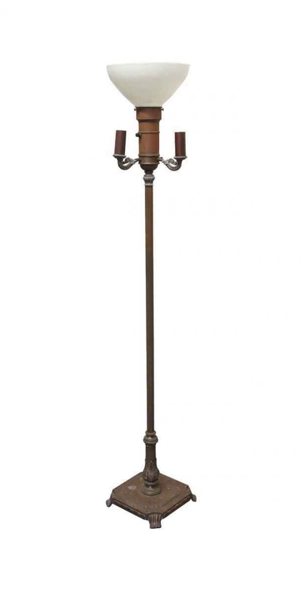 Floor Lamps - Metal Floor Lamp with White Glass Shade