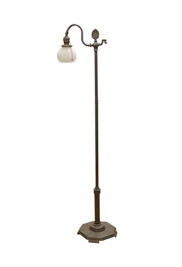 Floor Lamps - Vintage Art Deco White Glass Shade Floor Lamp