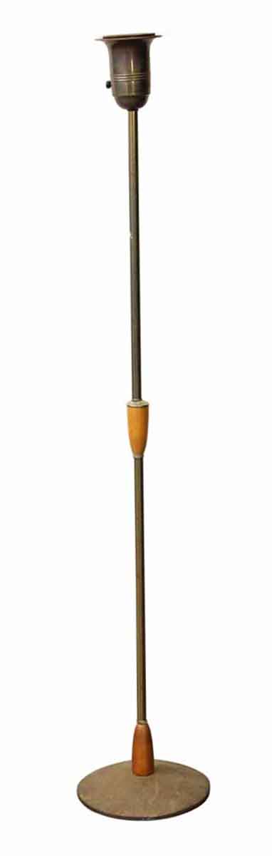 Floor Lamps - Vintage Brass & Wood Tulip Floor Lamp