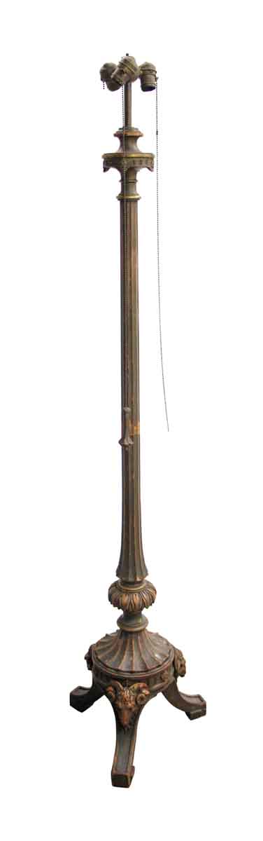 Floor Lamps - Vintage Rams Head Wood Floor Lamp