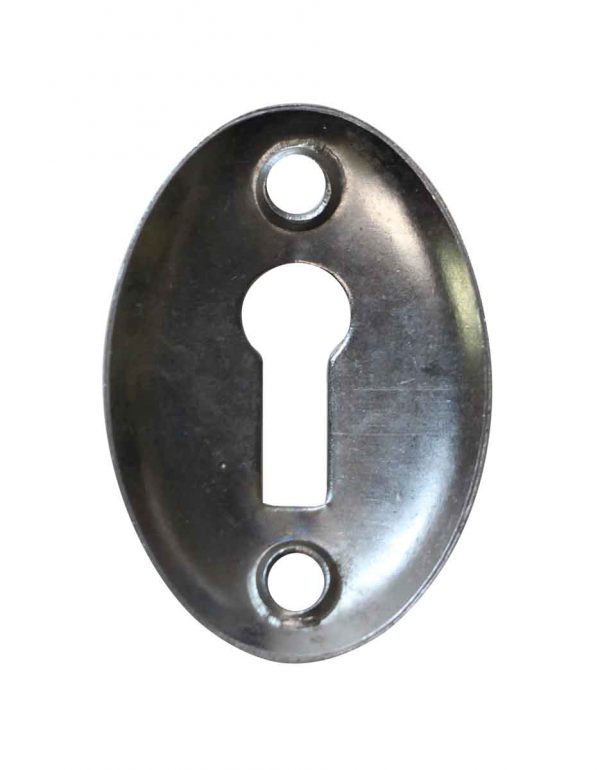 Keyhole Covers - Vintage Chrome Over Brass Oval Keyhole Cover