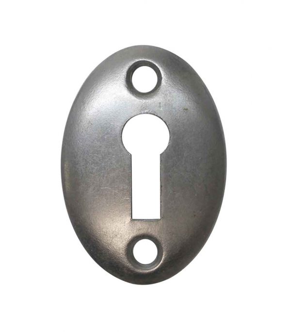 Keyhole Covers - Vintage Nickel Plated Brass Oval Keyhole Cover