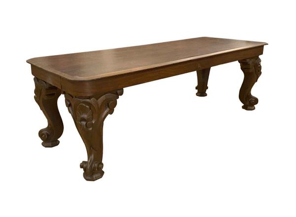 Kitchen & Dining - English Walnut & Oak Table with Heavily Carved Legs