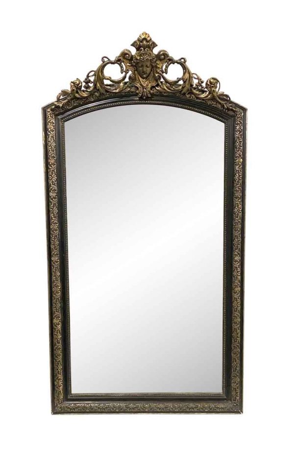 Overmantels & Mirrors - European Cherub Motif Gesso & Hand Carved Gilt & Black Wood Mirror