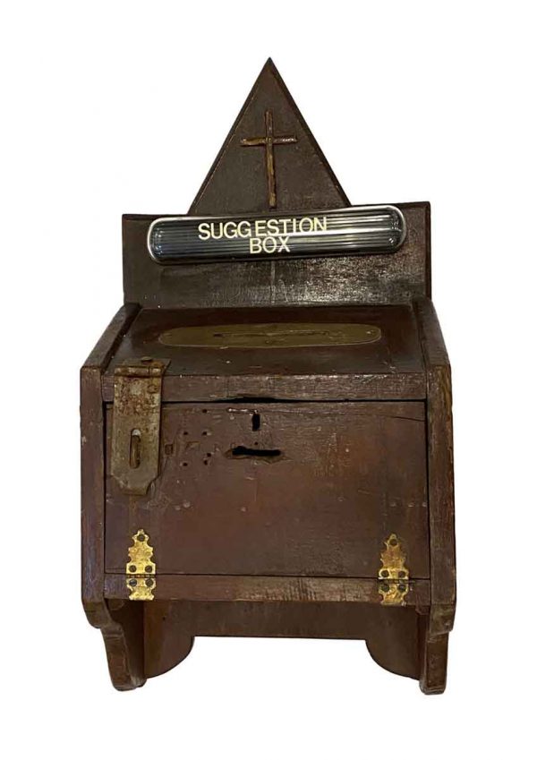 Religious Antiques - Arts & Crafts Wooden Church Suggestion Box