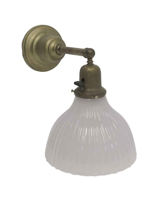 Sconces & Wall Lighting - 1910s Fluted Glass Shade Brass Wall Sconce