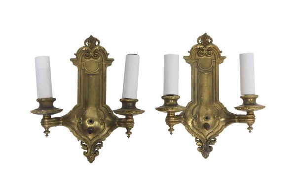 Sconces & Wall Lighting - Pair of Brass 2 Arm Victorian Wall Sconces