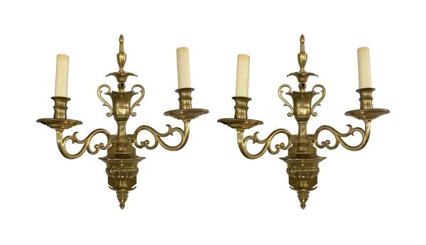 Sconces & Wall Lighting - Pair of E.F. Caldwell Brass Wall Sconces