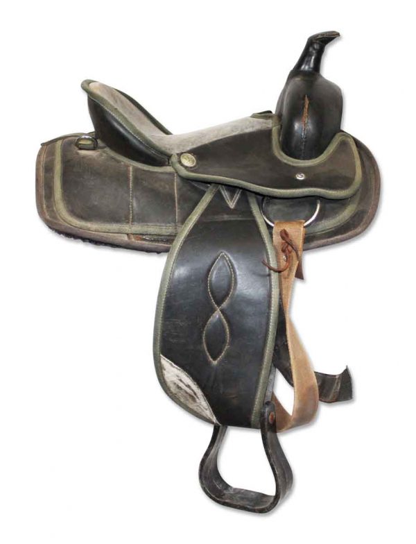 Sporting Goods - Vintage Gray & Black Leather Horseback Saddle