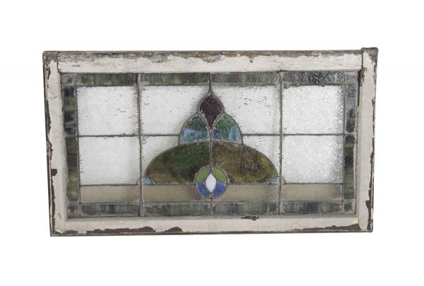 Stained Glass - Antique Textured & Slag Glass Transom Window 42 x 24