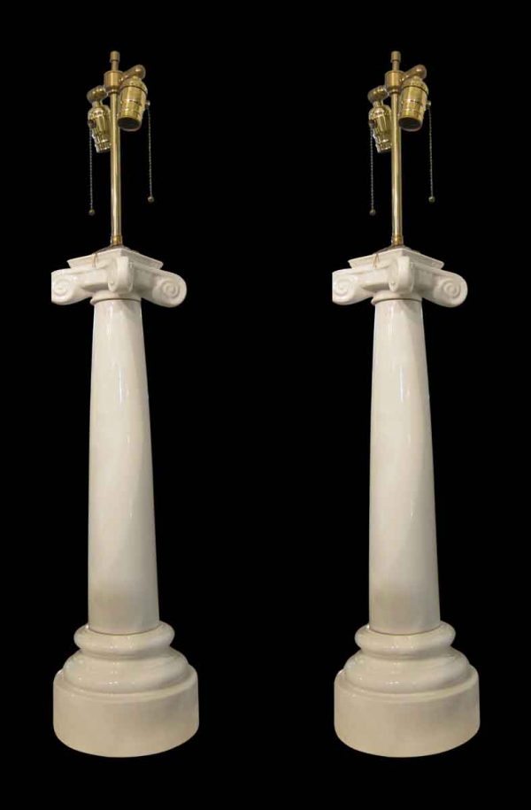 Table Lamps - 1910 Neo Classical Porcelain Column Table Lamps