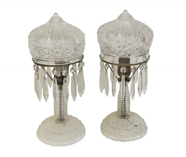Table Lamps - 1920s Cut Crystal Vanity Table Lamps