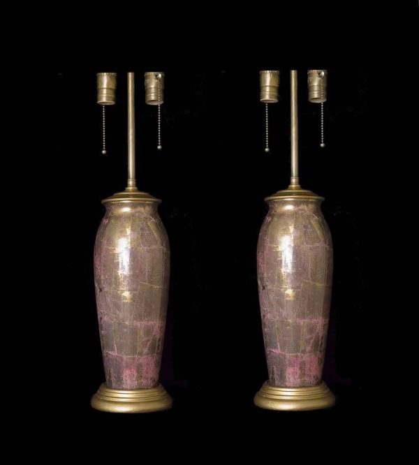 Table Lamps - 1930s Pair of French Glass Decoupage Table Lamps