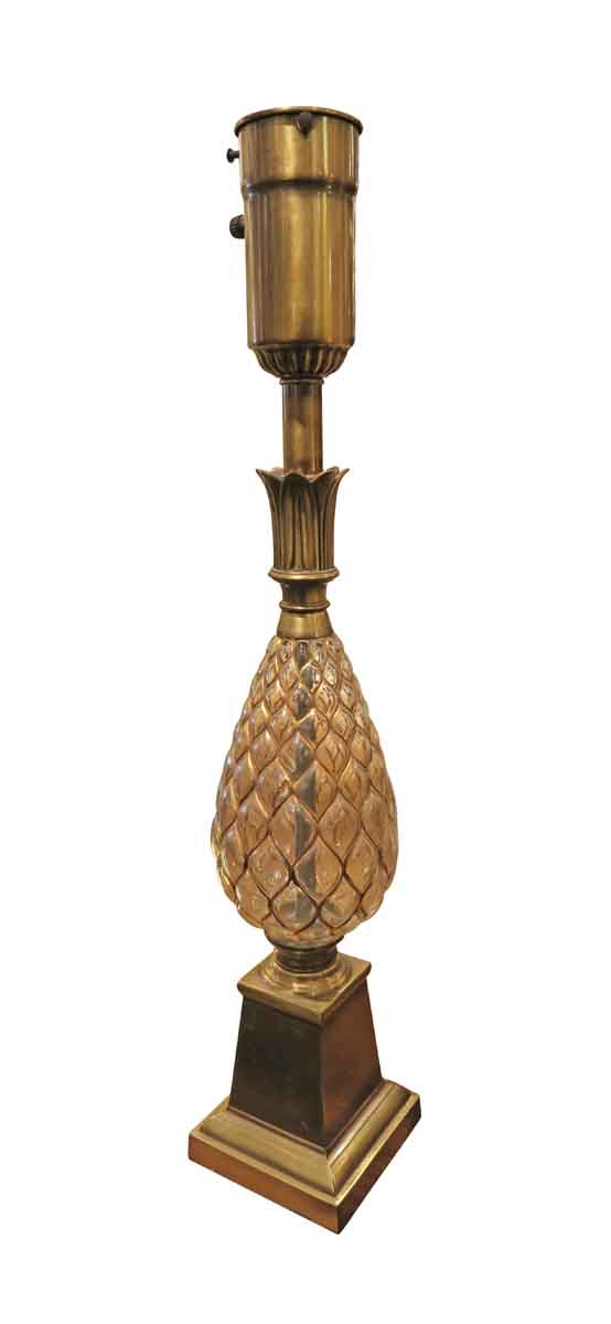 Table Lamps - 1940s French Crystal Pineapple Brass Table Lamp