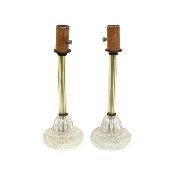 Table Lamps - Pair of Traditional Clear Glass Bedside Table Lamps