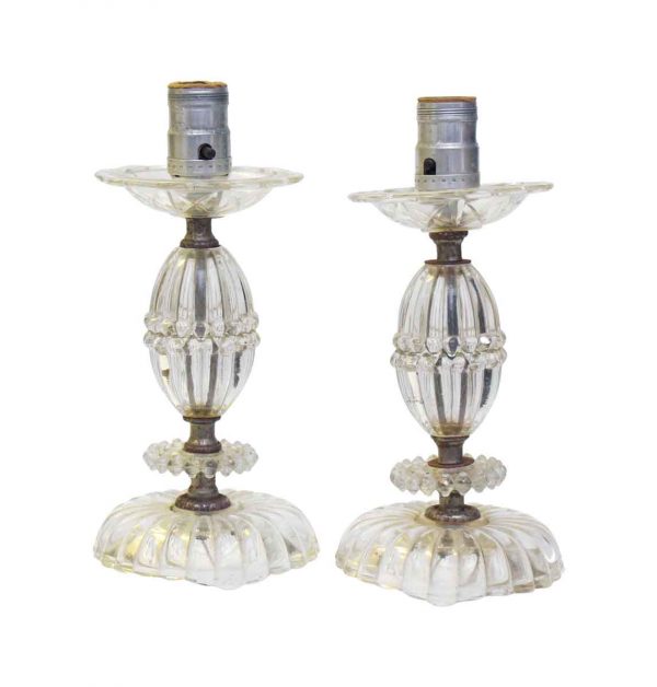Table Lamps - Pair of Vintage Clear Glass Petite Table Lamps