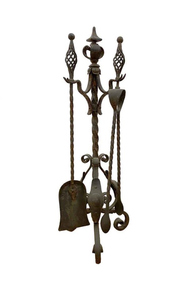 Tool Sets - Antique Wrought Iron Fire Place Tool Set