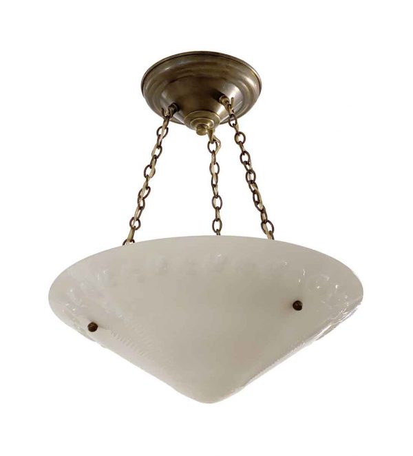 Up Lights - Vintage White Oak Leaf Cast Glass Dish Light