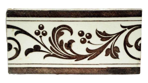 Wall Tiles - Antique Brown & Off White Floral Border Wall Tile 6 x 3