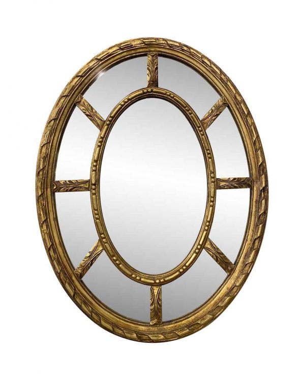 Antique Mirrors - Antique French Gilded Oval Wall Mirror