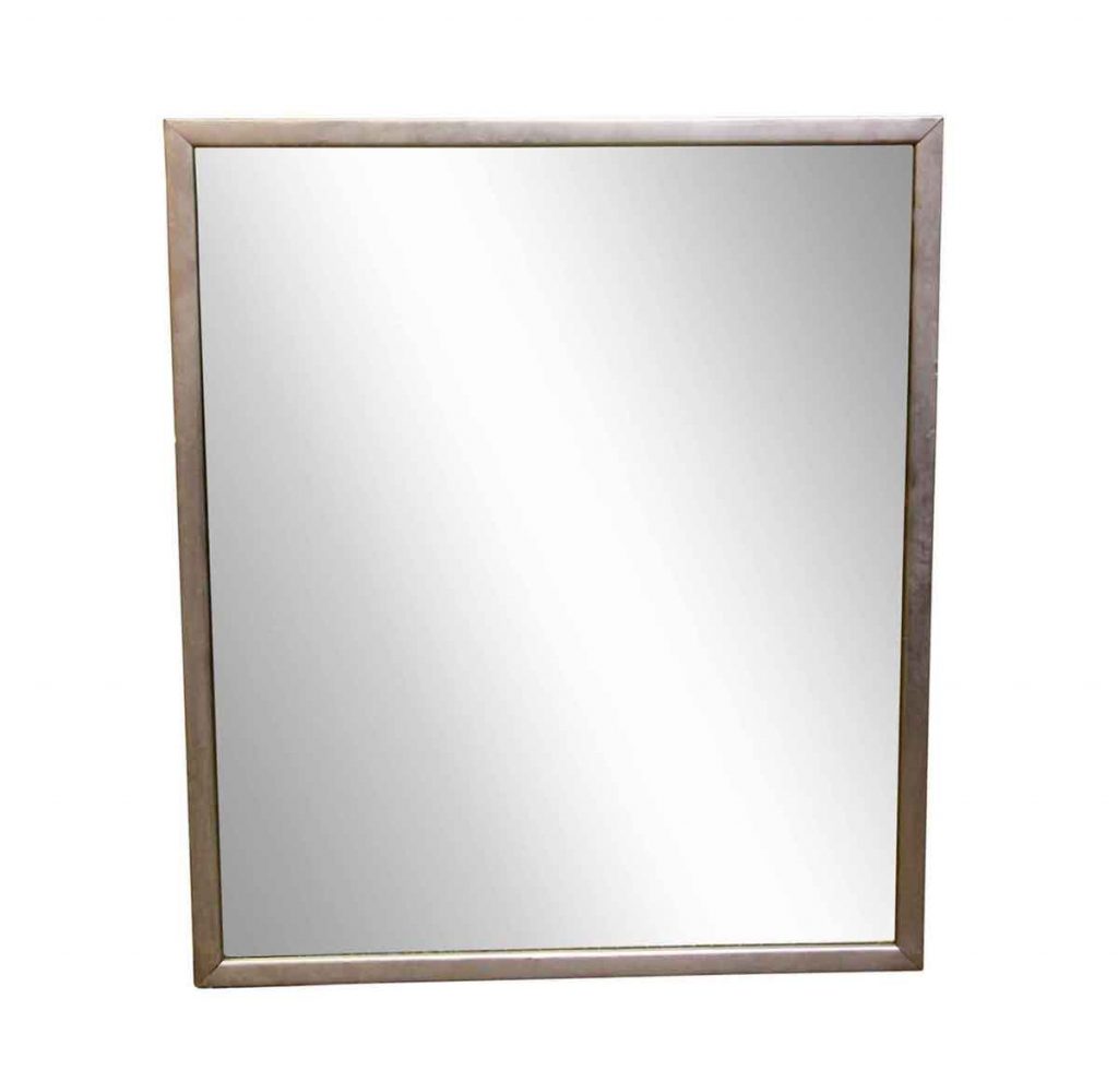 Vintage Brushed Nickel Framed Wall Mirror 42 x 36 | Olde Good Things