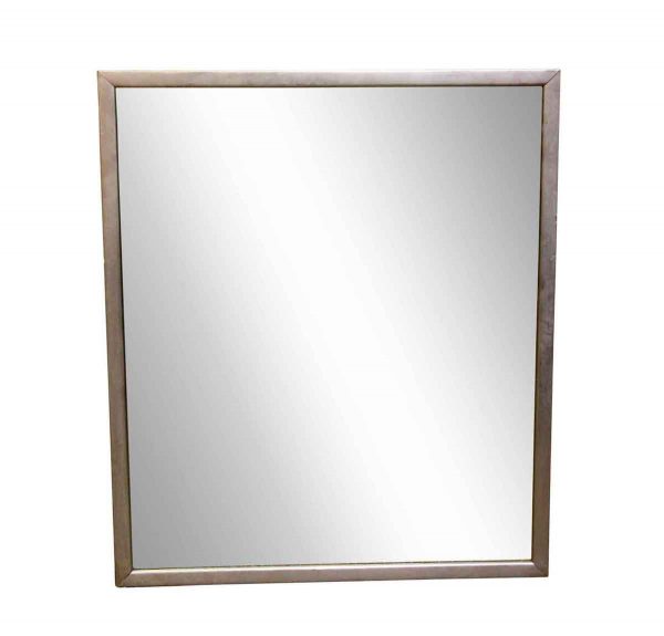 Antique Mirrors - Vintage Brushed Nickel Framed Wall Mirror 42 x 36