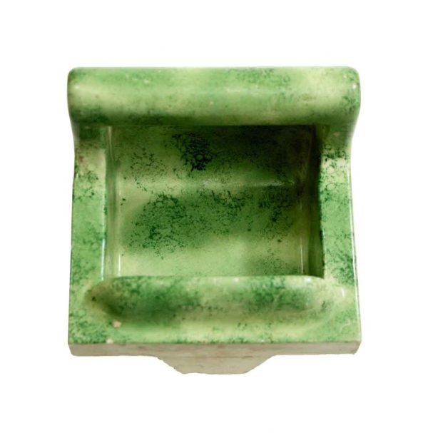 Bathroom - Vintage Green Marbleized Ceramic Flush Mount Soap Dish