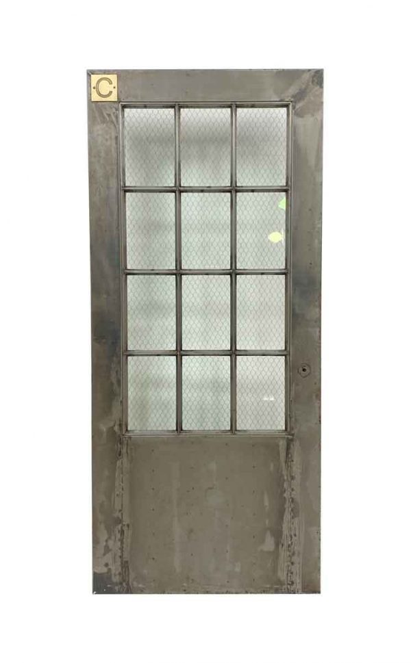 Commercial Doors - Chicken Wire Glass Stripped Steel 12 Lite Door 82.875 x 36.75