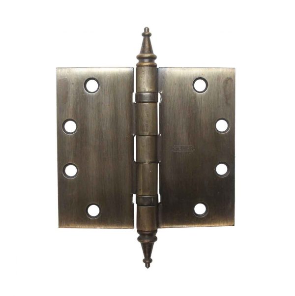 Door Hinges - Vintage Stanley Steel Brass Plated Butt 4.5 x 5 Door Hinge
