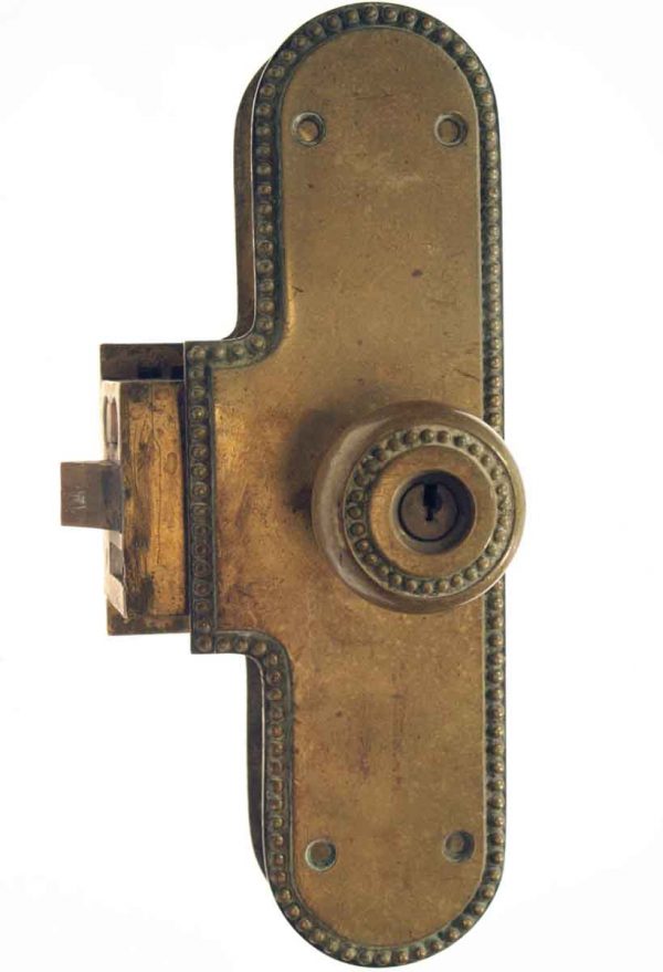 Door Knob Sets - Antique Corbin Brass Beaded Mono Lock Door Set