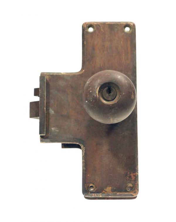 Door Knob Sets - Antique Corbin Plain Cast Bronze Mono Lock Door Set