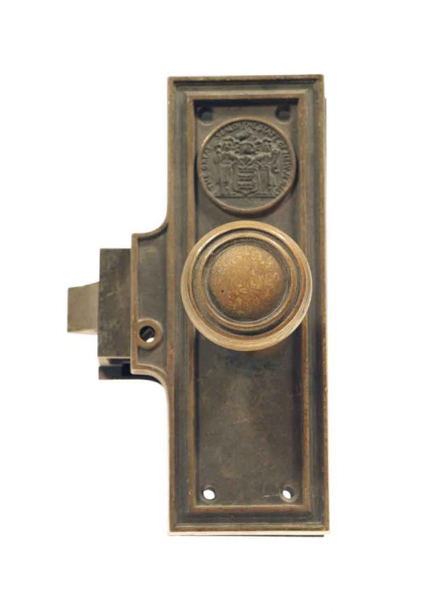 Door Knob Sets - Antique Corbin Seal of New Jersey Mono Lock Door Set