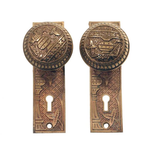 Door Knob Sets - Antique Lockwood Vernacular Brass Door Knob Set