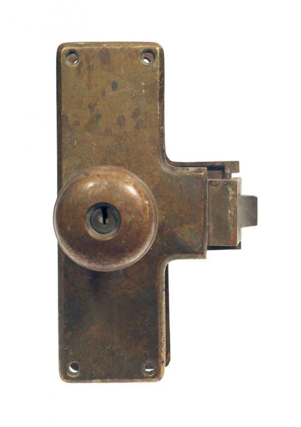 Door Knob Sets - Antique Plain Cast Bronze Mono Lock Door Set