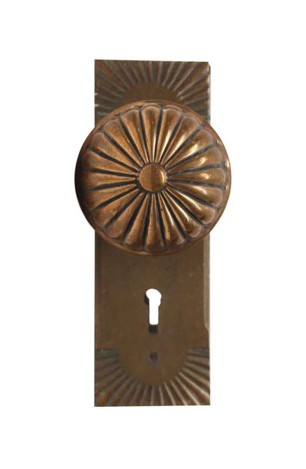 Door Knob Sets - Vintage Fluted Sunburst Bronze Passage Door Knob Set