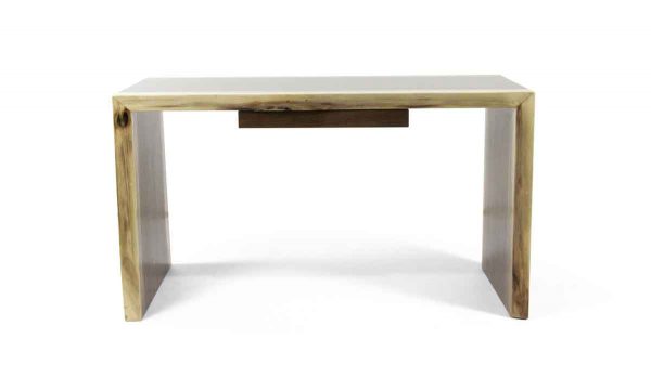 Floor Model Tables - Handmade Waterfall Live Edge Walnut Desk with Single Drawer