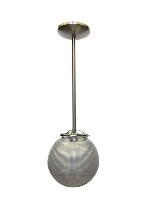 Globes - Rare 1920s Holophane Prism Glass Spherical Pendant Light