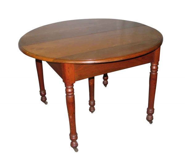 Kitchen & Dining - Early American Simple Cherry Wheeled Table with Leaves