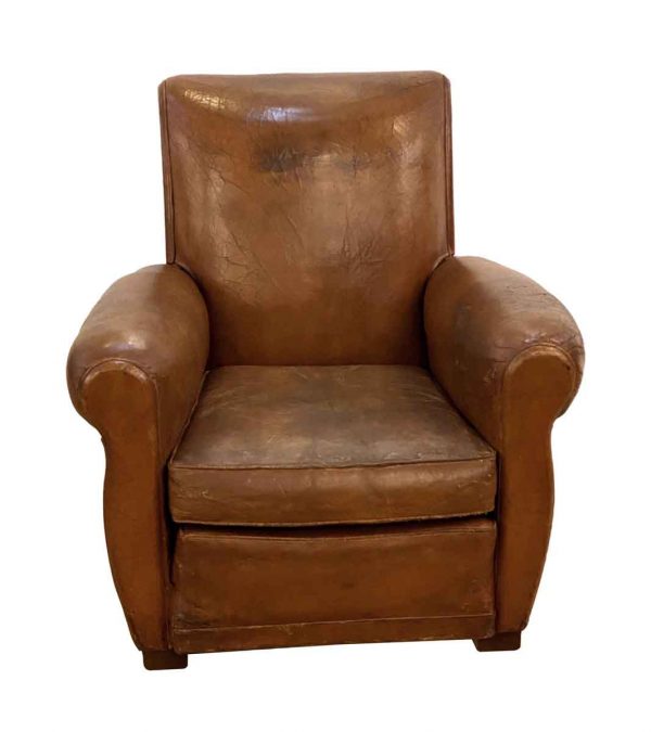 Living Room - Single Vintage French Brown Leather Club Chair