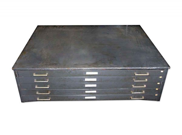 Office Furniture - Vintage Gray Steel 5 Drawer Map Cabinet