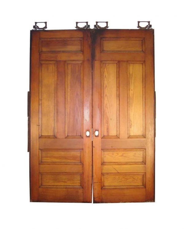 Pocket Doors - Antique 5 Pane Double Pine Pocket Doors 101.5 x 72.5
